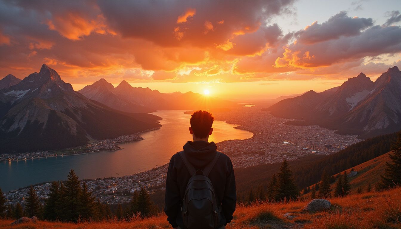 A panoramic view showcasing America's diverse landscapes and vibrant cities.