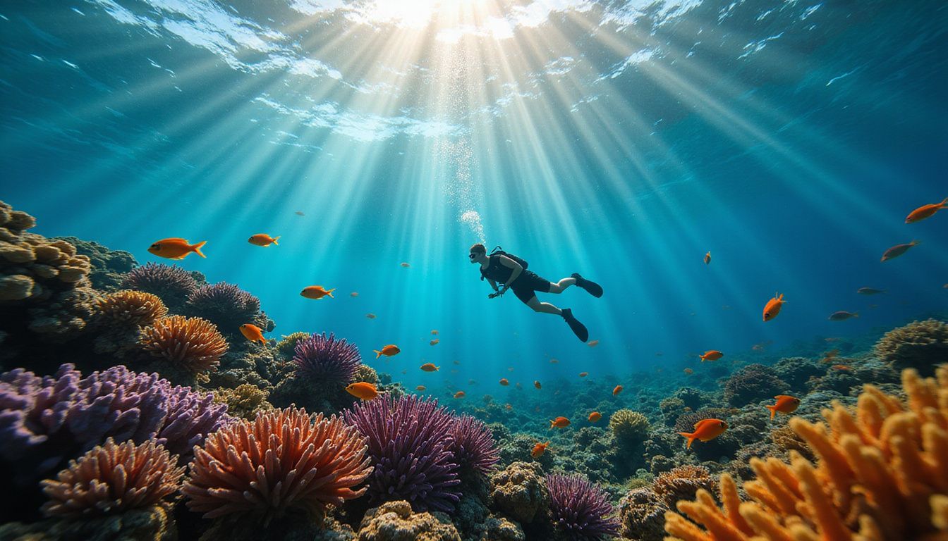 A diver explores the vibrant marine life of the Great Barrier Reef.