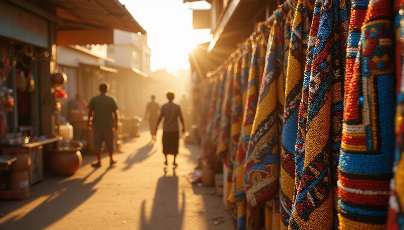 A vibrant marketplace showcases intricate Zulu beadwork and cultural pride.