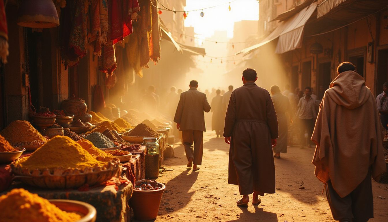 A vibrant Marrakech marketplace teems with life, color, and culture.